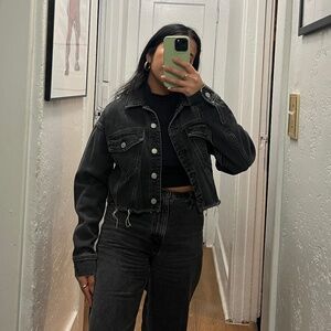 PACSUN Cropped Black Denim Jacket